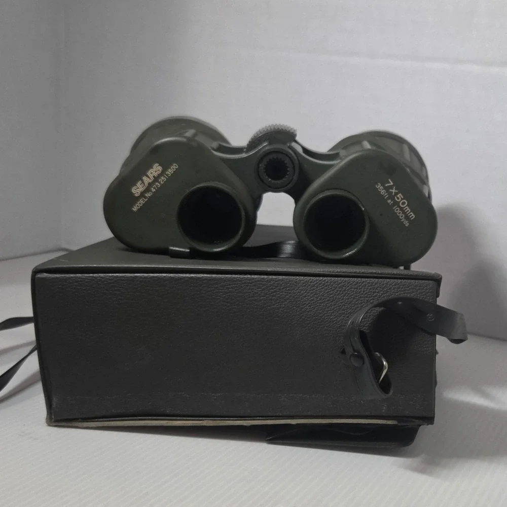 Vintage Sears 7x50mm Binoculars Model 473.2513500 356ft 1000yds W/ Storage Case